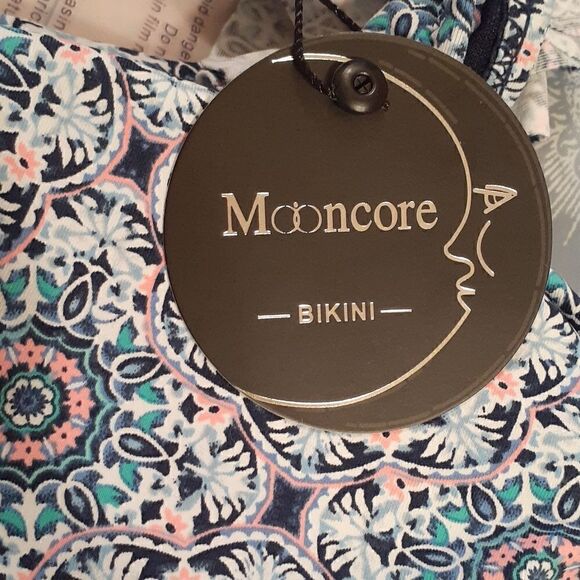 New Mooncore Two Piece Blue Print Ruffle Bikini Set Women's Size Small New - Picture 4 of 6
